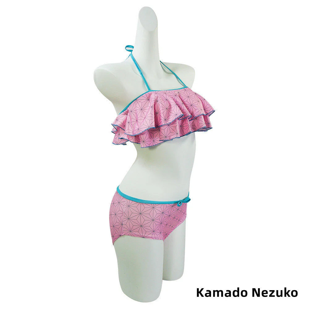 Nezuko/Tanjirou/Zenitsu/Giyuu Cosplay lovely sexy woman bikini swimwear
