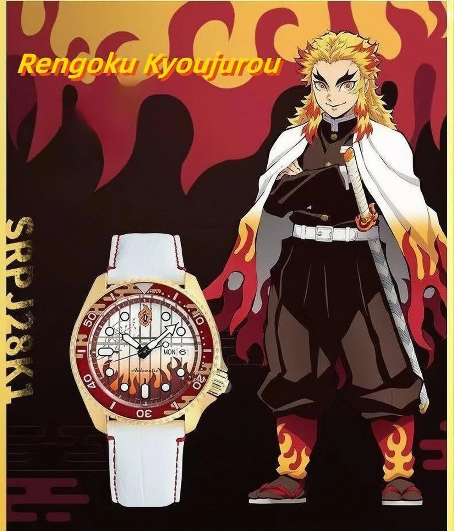 Rengoku Kyoujurou Men's and women's all-purpose quartz watch,100 meter waterproof watch