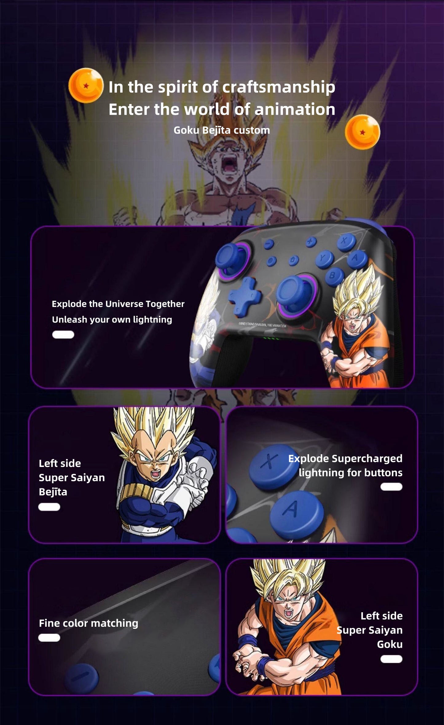 Goku/Vegeta Sensitive play gamepad, precise control, comfortable grip, enjoy the passion of the game