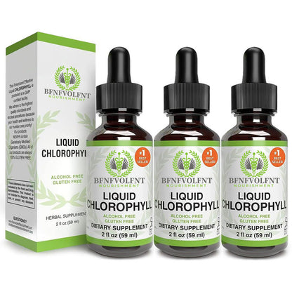 Liquid Chlorophyll Drops 1-4 Bottles Set (4-12 Month Supply) Healthcare Supplement - Natural Body Deodorant and Detox - Gut Support Healthcare Liver [BFNFVOLFNT] Edible Dietary