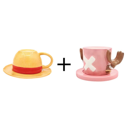 Luffy/Ace/Sabo Hat Shape Heat Resistant and Durable Ceramic Mugs