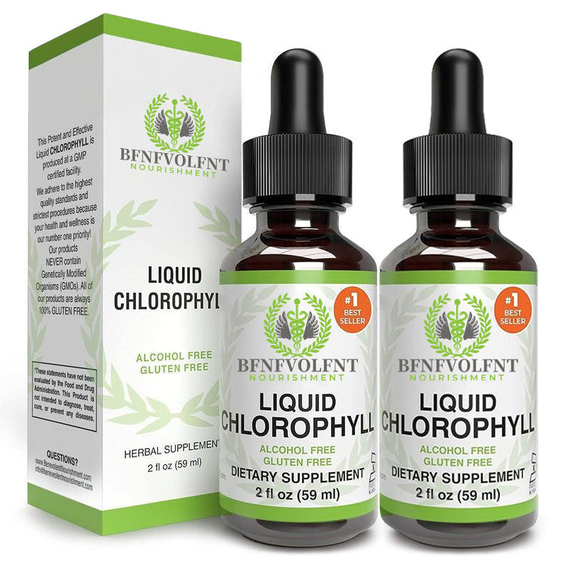 Liquid Chlorophyll Drops 1-4 Bottles Set (4-12 Month Supply) Healthcare Supplement - Natural Body Deodorant and Detox - Gut Support Healthcare Liver [BFNFVOLFNT] Edible Dietary